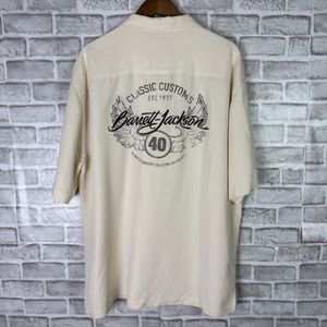 Barrett Jackson 40 years Back Embroidered Button Up Rayon Camp Shirt Mens XL